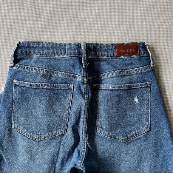 Hollister High Rise Slim Straight Distressed Denim Jeans Junior Size 3 - Picture 9 of 10